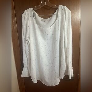 LOFT White Blouse with Black Dots